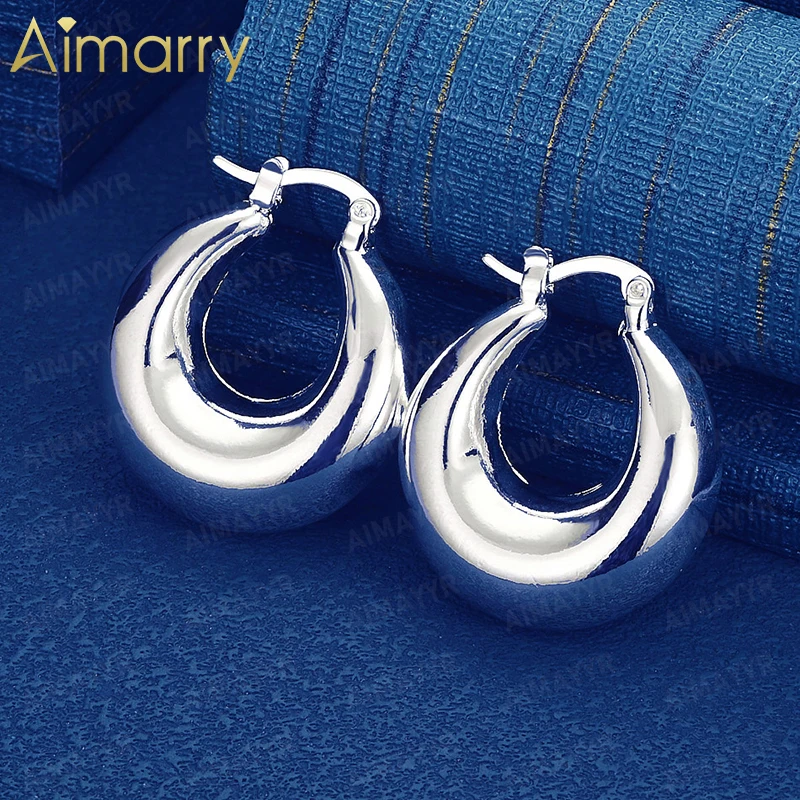 925 Pure Silver Glossy Water Droplet Shaped Earrings for Women's Parties Banquets Weddings High-quality Fashion Jewelry