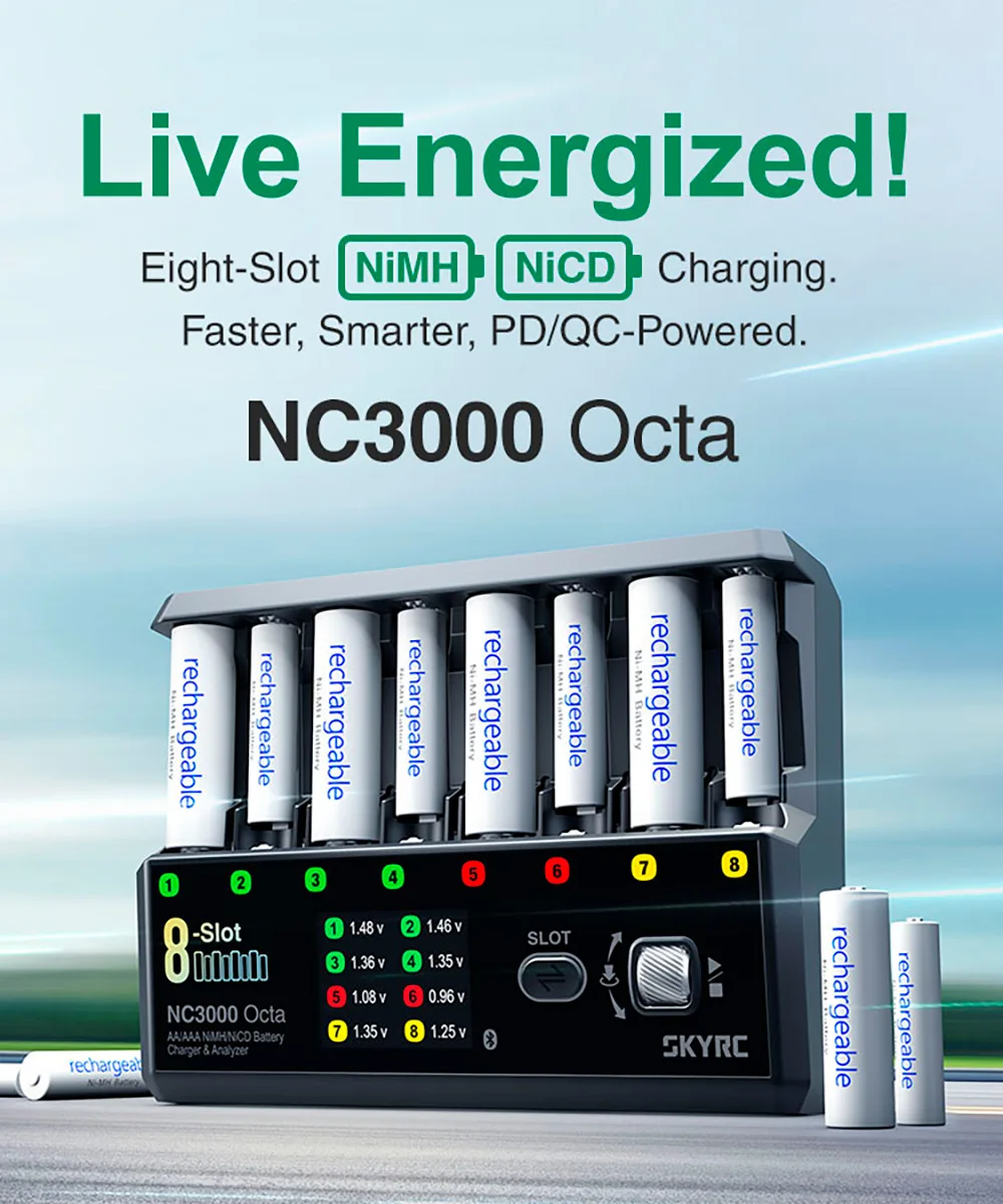 SKYRC NC3000 オクタ NiMH NiCD 充電器 8スロット 7スマートモード 100