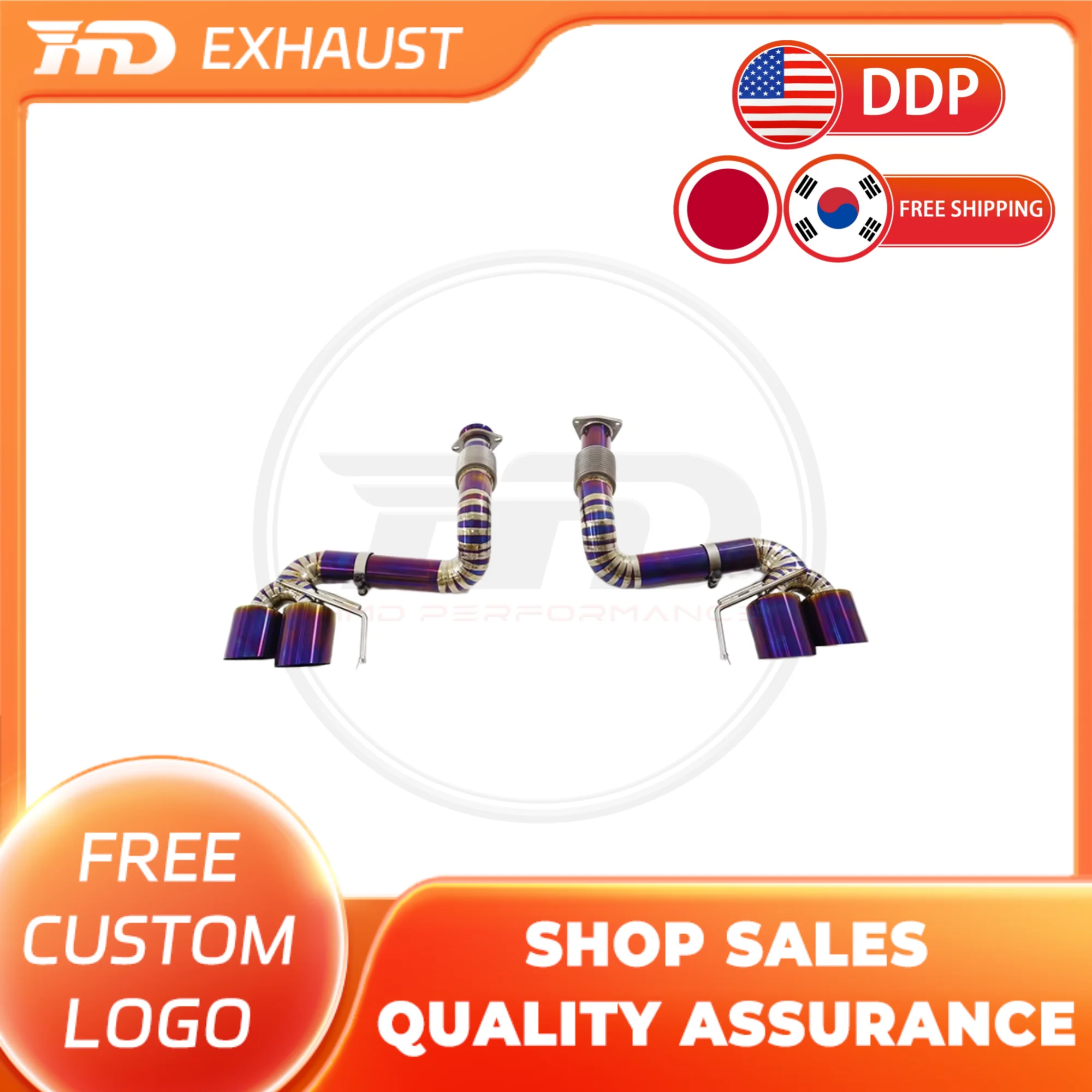 

HMD Hot Sale Titanium Exhaust System Performance Catback For Chevrolet Corvette C8 Delete Valve Muffler With Ti Tips