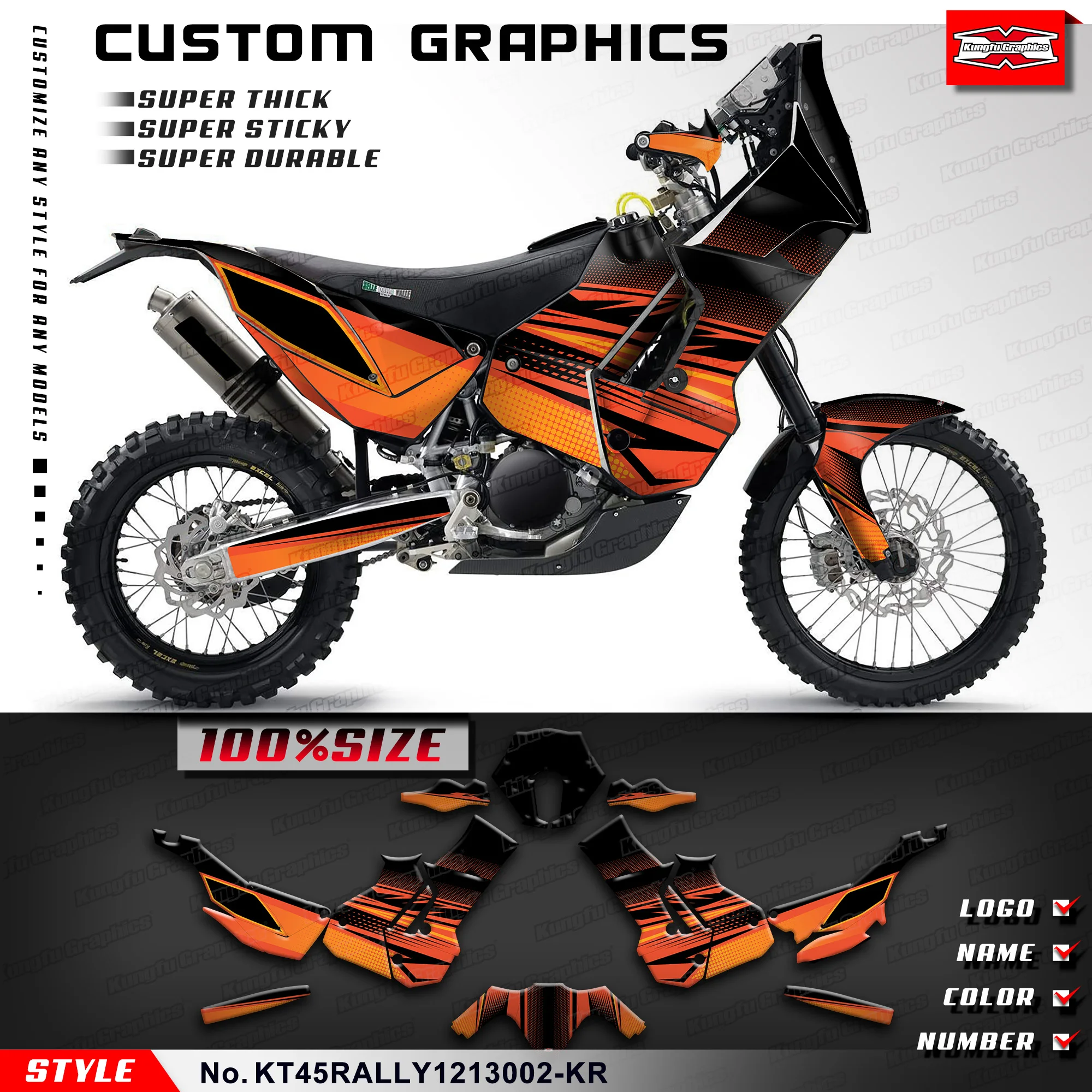 

KUNGFU GRAPHICS Motorcycle Stickers Kit for KTM Rally 450 2012 2013 Rebuild, Style No.KT45RALLY1213002-KR