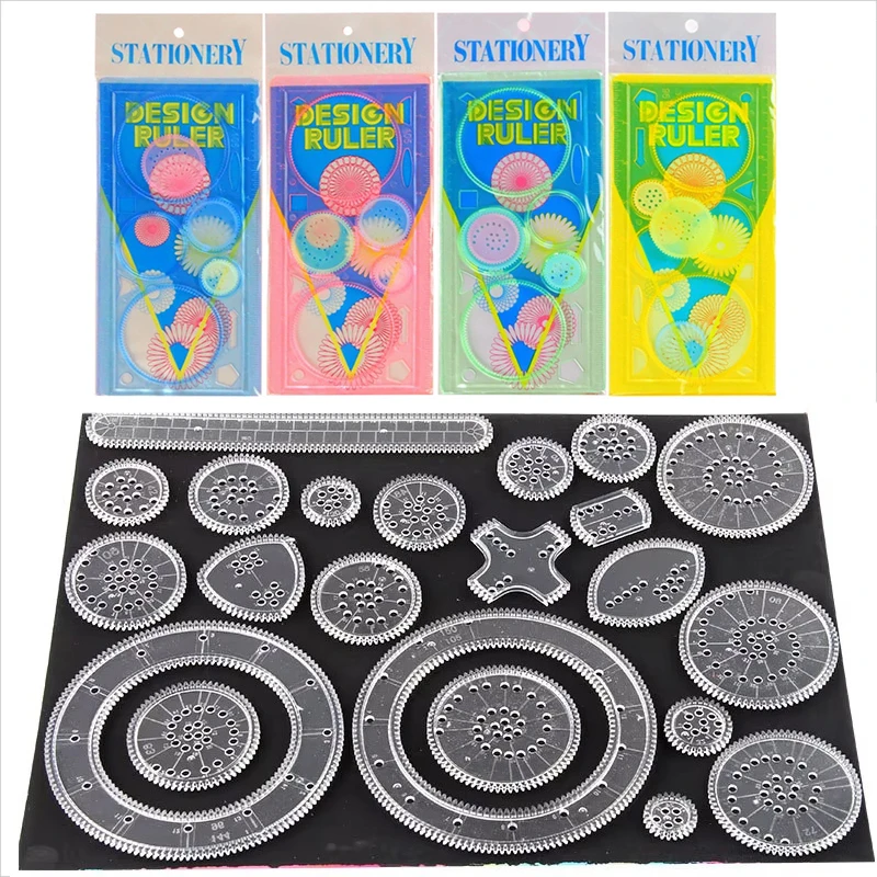 

Spirograph Drawing Tools Set DIY Template Learning Painting Supplies Geometric Ruler Mathematical Roulette Drawing Tools TMZ