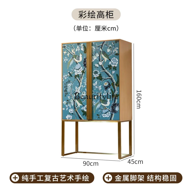 

yj19 Light Luxury Painted Sideboard Cabinet Solid Wood Decorative Storage Organizer