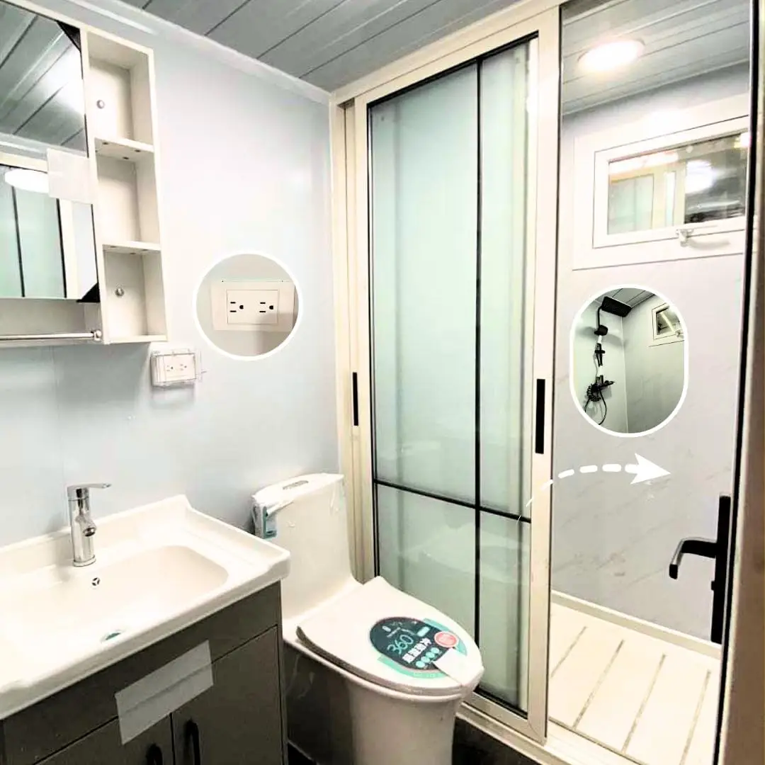 40FT منزل حاوية مسبقة الصنع متنقل وحدات جاهزة منازل صغيرة 3 غرف نوم منزل محمول قابل للتوسيع مع حمام مطبخ