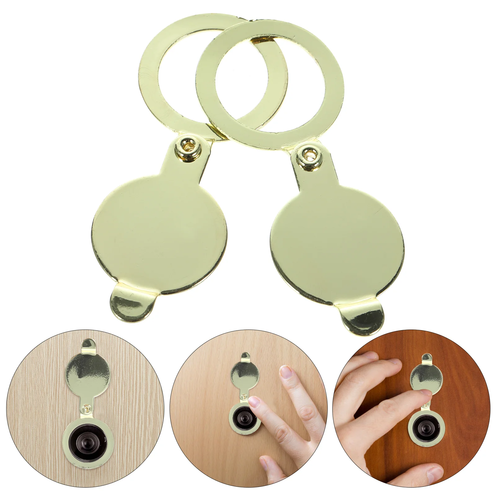 2 Pcs Cat Eye Back Cover Piece Door Hole Peephole for Apartment Work on Only Security Devices Copper Covers Plate Tool