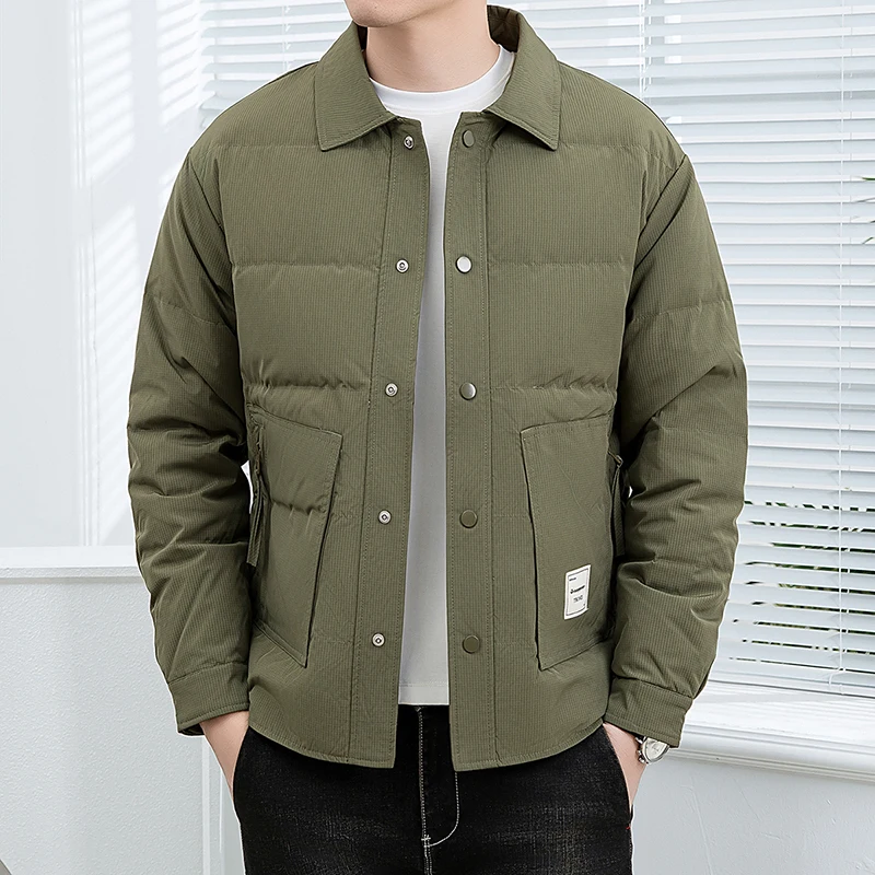 

Solid Color Men's Casual Down Jackets 2025 Autumn Winter Outwear Windproof Single Breasted Warm Puffer Coat Padded Tops Clothing