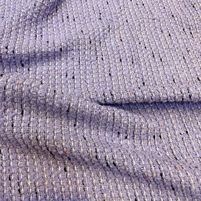 Purple Color and Sequin Yarn-Dyed Braided Tweed Fabric For Women's Jacket Dress Suits Coat Handbag DIY Cloth Sewing Material