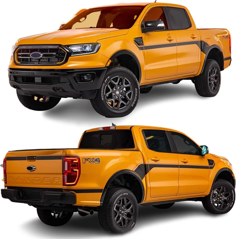 

Matte Black FX4 Off Road Car Sticker Side Stripes Trunk Decal Graphics Blackout Stickers Vinyl Wrap Wrapping Kit for Ford Ranger