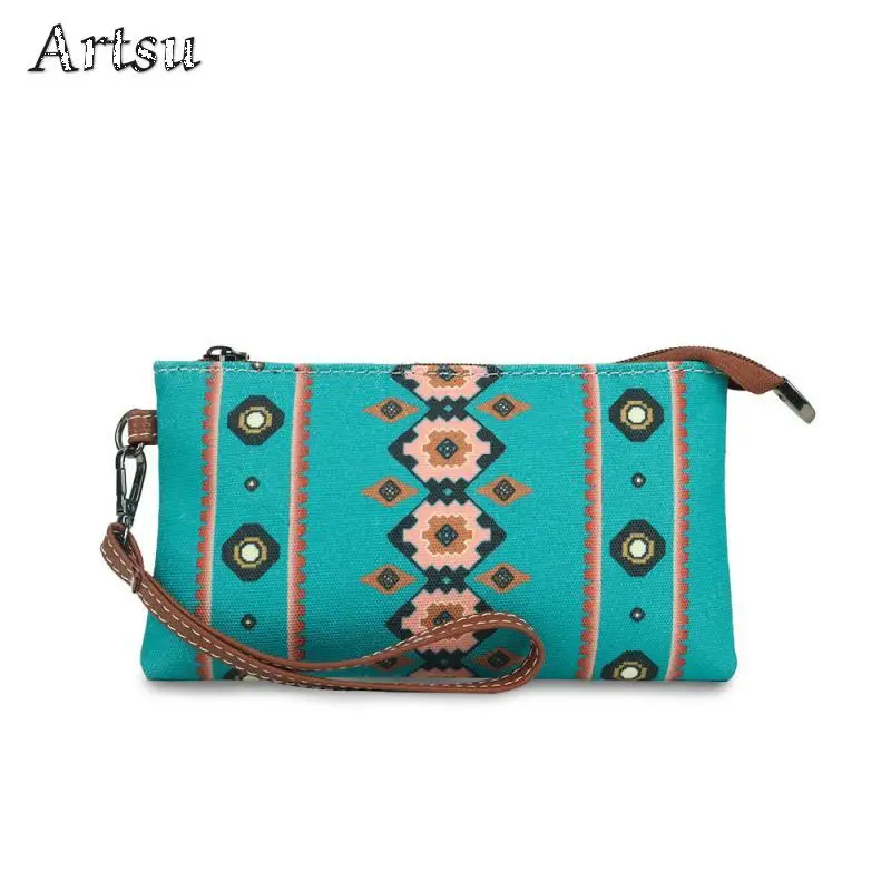 Hot Selling Retro New Wallets European American Retro Bohemian Style Leisure Trend Long Small Wallet Handheld Bags Wrist Bag