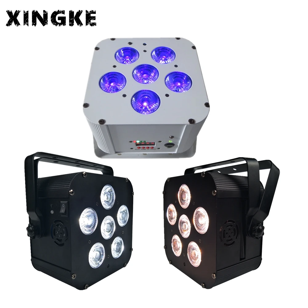 

8Pcs/Lot Full color rgbwa uv 6in1 par light 6x18w battery wireless dmx led uplight for nightclub event