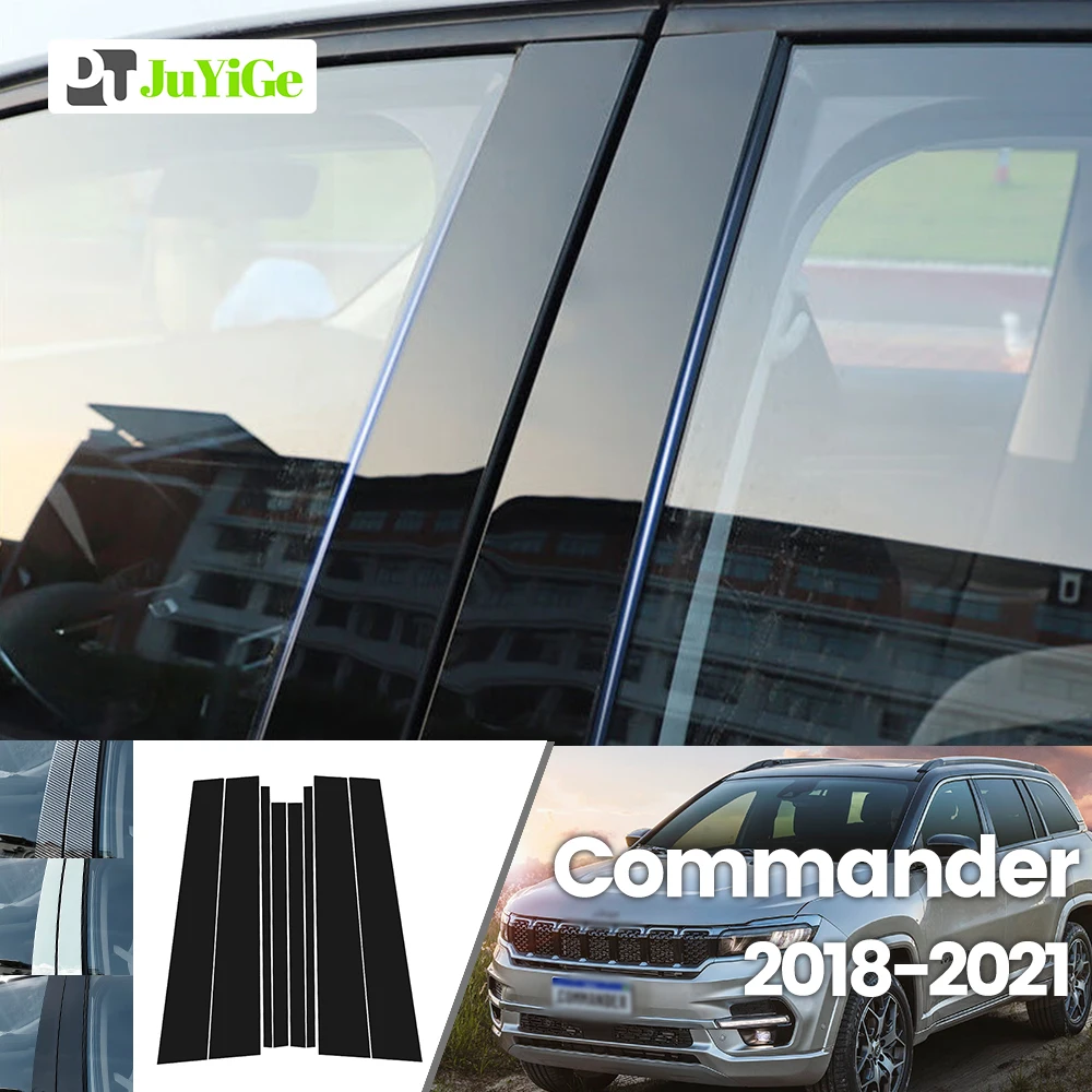 

For Jeep Commander 2018-2021 2019 2020 Bright Black Carbon Fibre Window Door B C Sticker