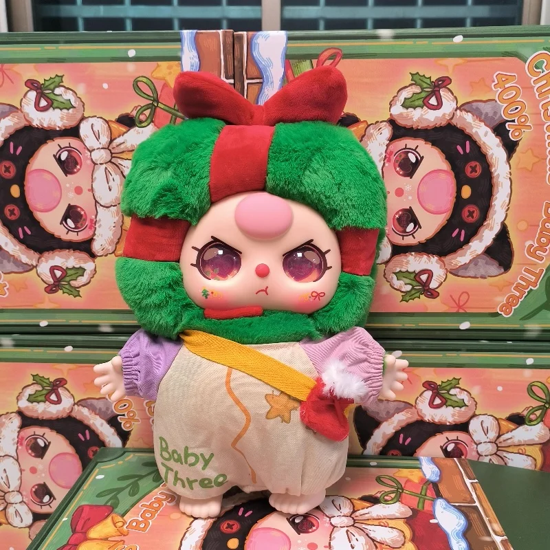 In Stock Baby Three 400% Serise Toys Blind Box Merry Christmas Series Kawaii Dolls Fluffy Toys Mystery Box Cute Birthday  Gifts