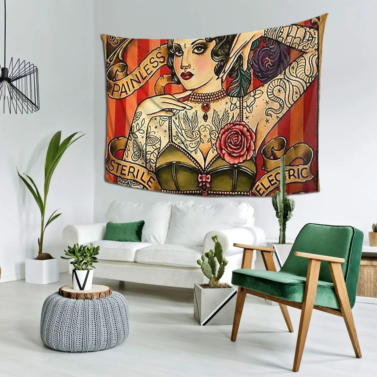 Chapel Tattoo; Vintage Body Advertising A Tapestry Funny Wall Hanging Home Decor Tapestries for Living Room Bedroom Dorm Room