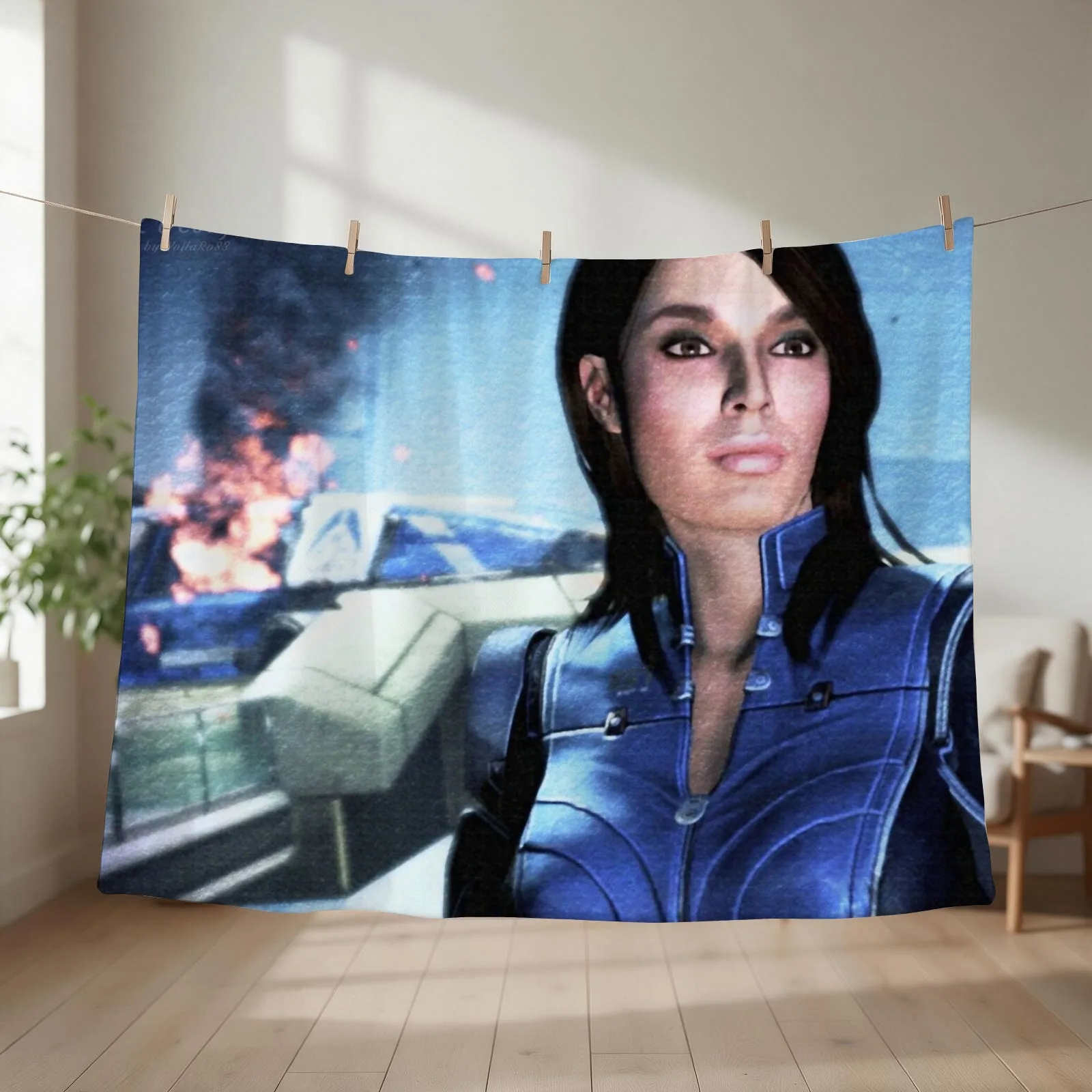 Mass Effect: Ashley Williams Digital Wall Painting Throw Blanket Polar manga anime Soft Blankets