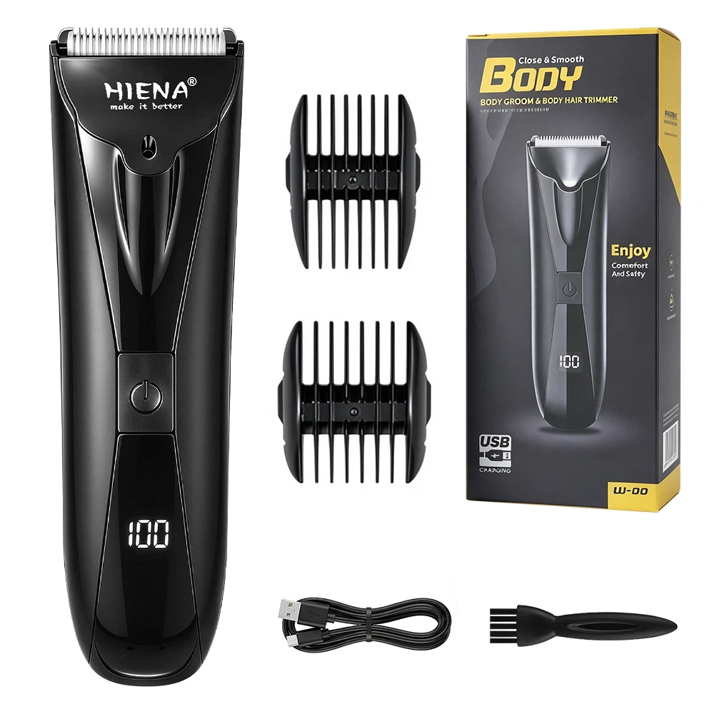 HIENA W-001 Body Hair Trimmer For Man Woman Professional Oil Head Hair Clippers With Led Light Electric Cordless Hair Removal