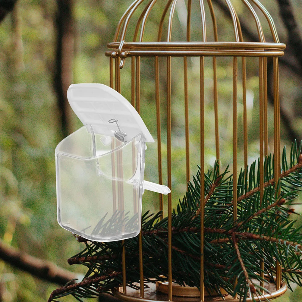 

3pcs Bird Cage Food Holder Spillproof Plastic Parrot Feeding Cups Spring-Attached For Small Birds Practical Feeder Pet Supplies