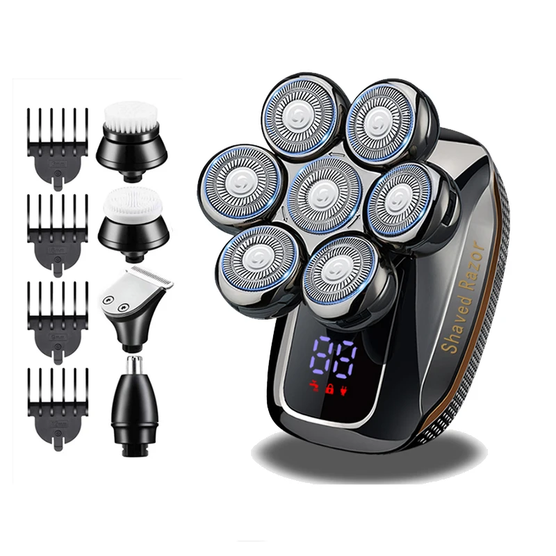 

Лидер продаж, профессиональная бритва для бороды, 7, бритвенная головка, мужской комплект для ухода за волосами, перезаряжаемые электрические USB-бритвы, триммеры