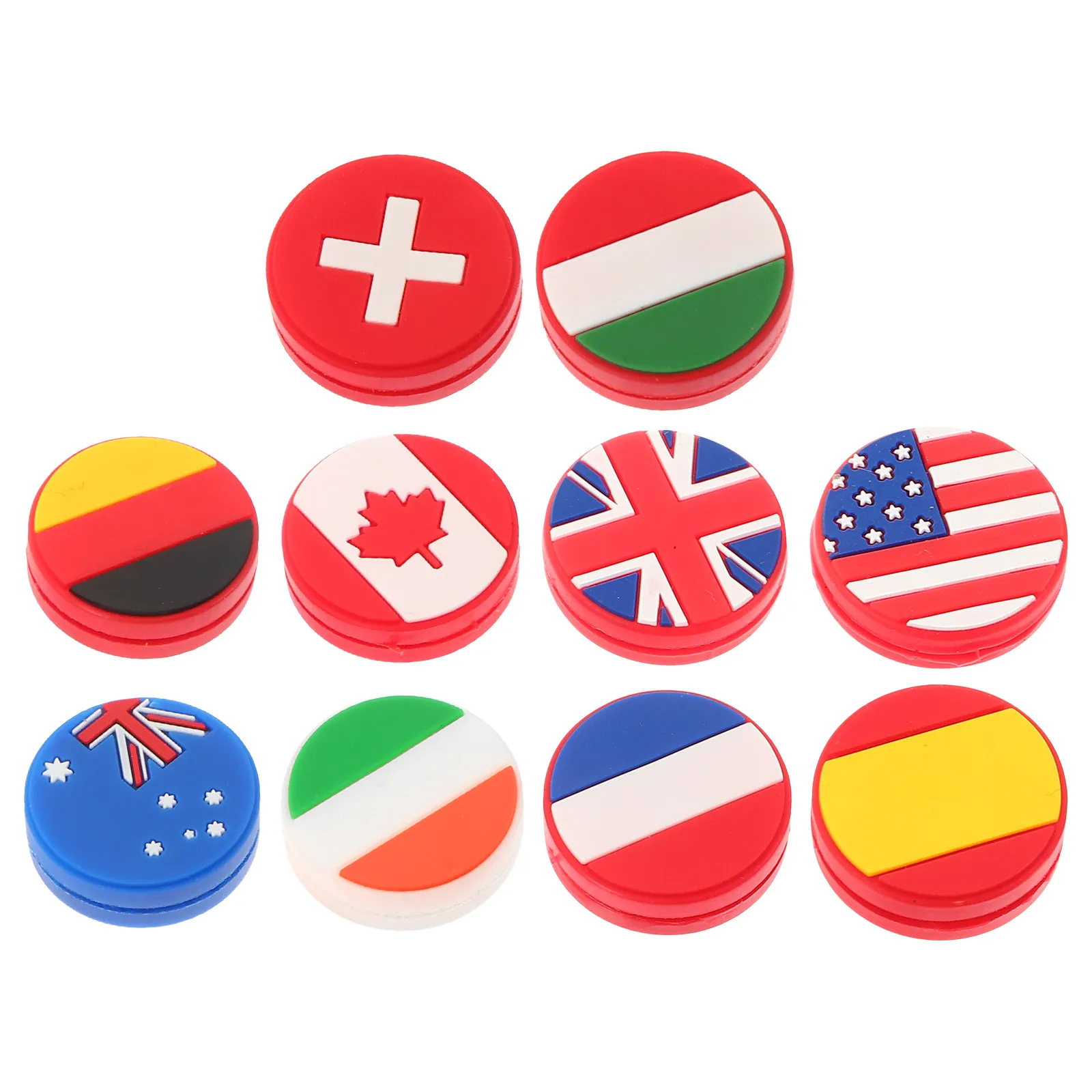 

10Pcs Silicone Tennis Racket Dampeners Round Flag Design Vibration Absorbers for Stability Comfort Control All Rackets Players