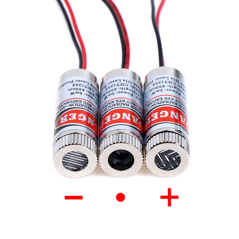 Módulo da cabeça do laser Tubo do laser, Cabeça pontilhada do laser, Usado para ponteiros do laser da luz vermelha, Ponto vermelho, linha, cruz, 650nm, 3V-5V, 5mW, 1Pc