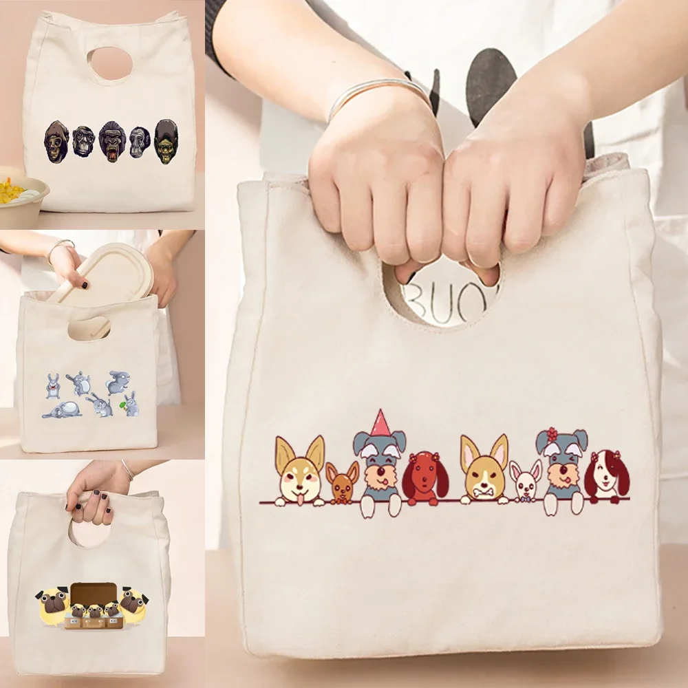 

Women Thermal Lunch Bags Tote Shopper Organizer Bags New Anime Cartoon Canvas Eco Pouch Cooler Bag for Nurse Travel Picnics