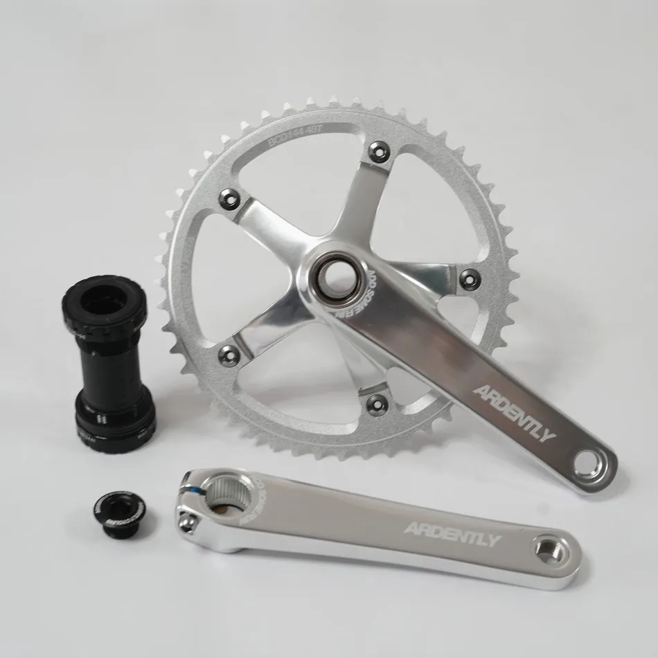 Ardently Bicycle Hollow Integrated Crankset, Fixed Gear Crank, Single Speed Bike CrankSet, BCD144mm Alumnium with BB, 48T, 165mm image 2