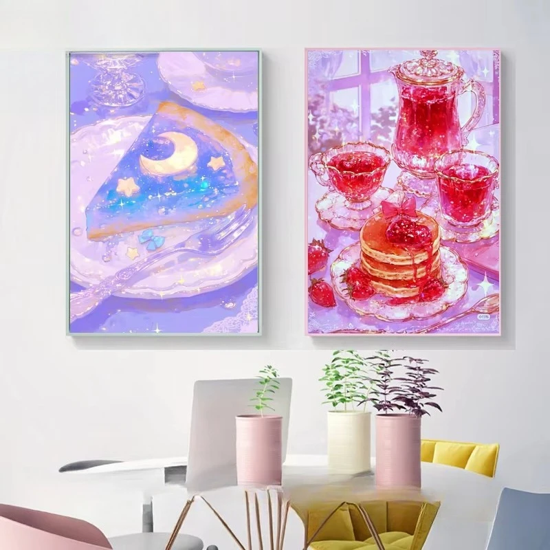 Kuchen- und Weinglas-Diamantmalerei-Set aus Kristall für die Wanddekoration zu Hause, quadratisches Mosaik-Stickerei-DIY-Kunst-Geschenkset