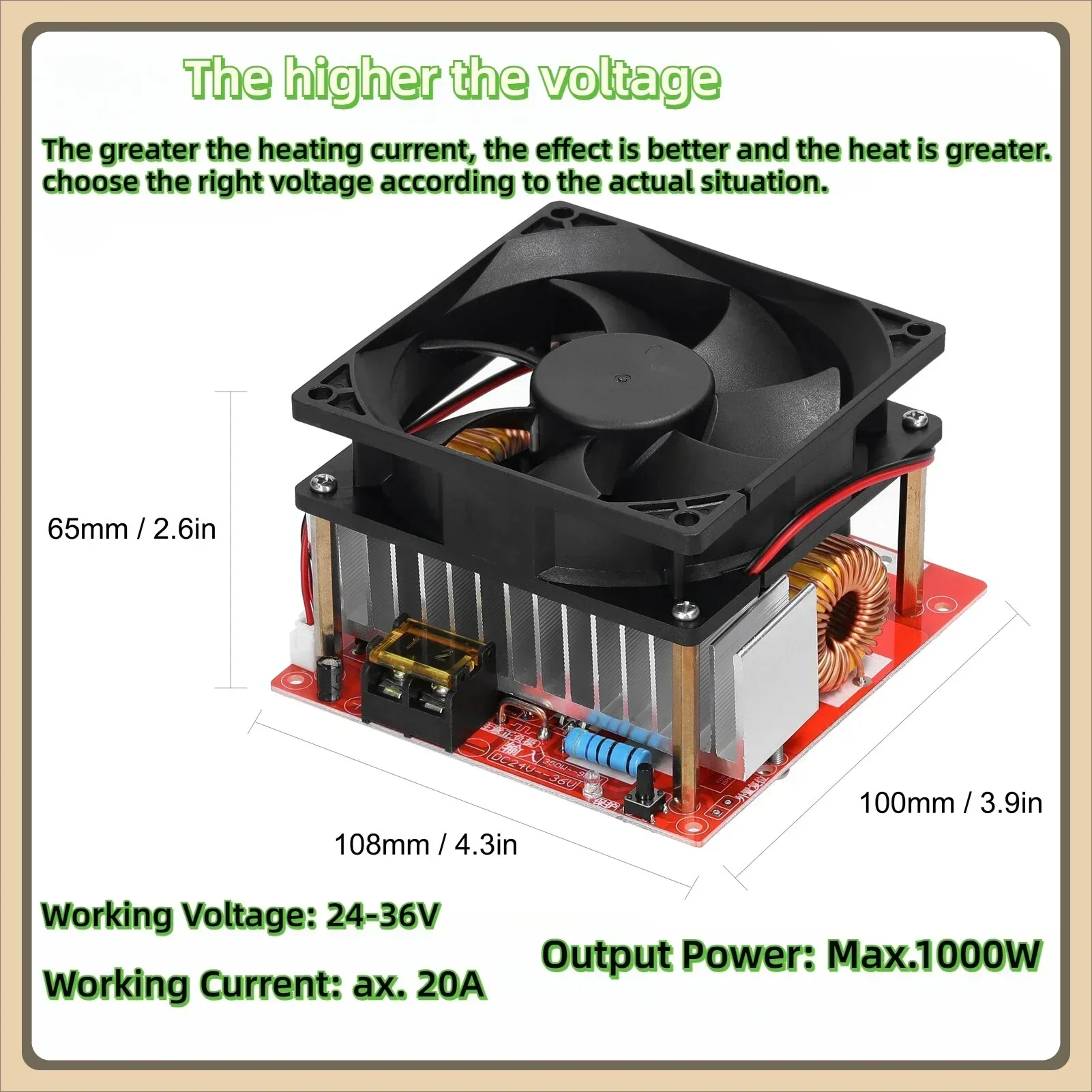 1000W ZVS Induction Heating Board Module Low Voltage Heater Coil Flyback Driver Heater with Copper Tube for DIY Parts Hardening