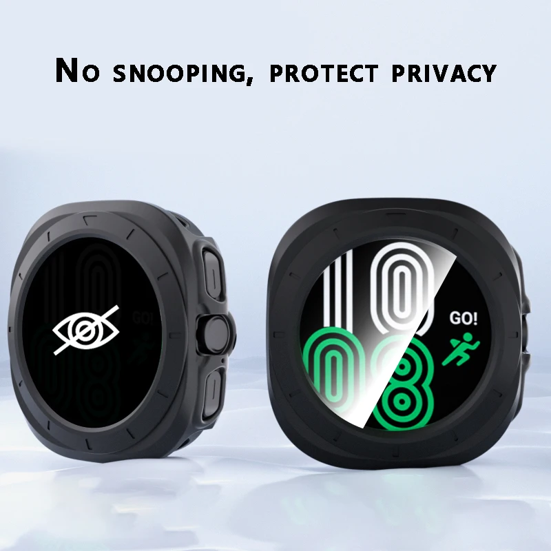 Privacy Glass+Case for Samsung Galaxy Watch 7 ultra 47MM PC Cover All-Around Protective Bumper Shell for Galaxy Watch 7 ultra