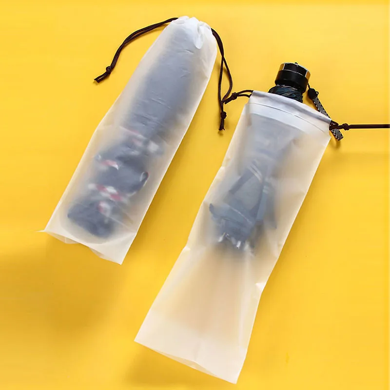 5pcs Umbrella Storage Bag Translucent Plastic Bag Waterproof Multifunction Reusable Drawstring Home Supplies