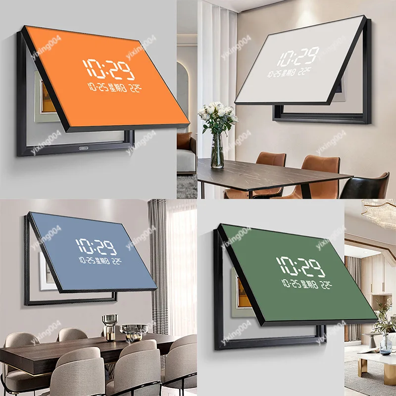Simple Solid Color Meter Box Decor Picture Digital Time Display Wall Hanging Clock