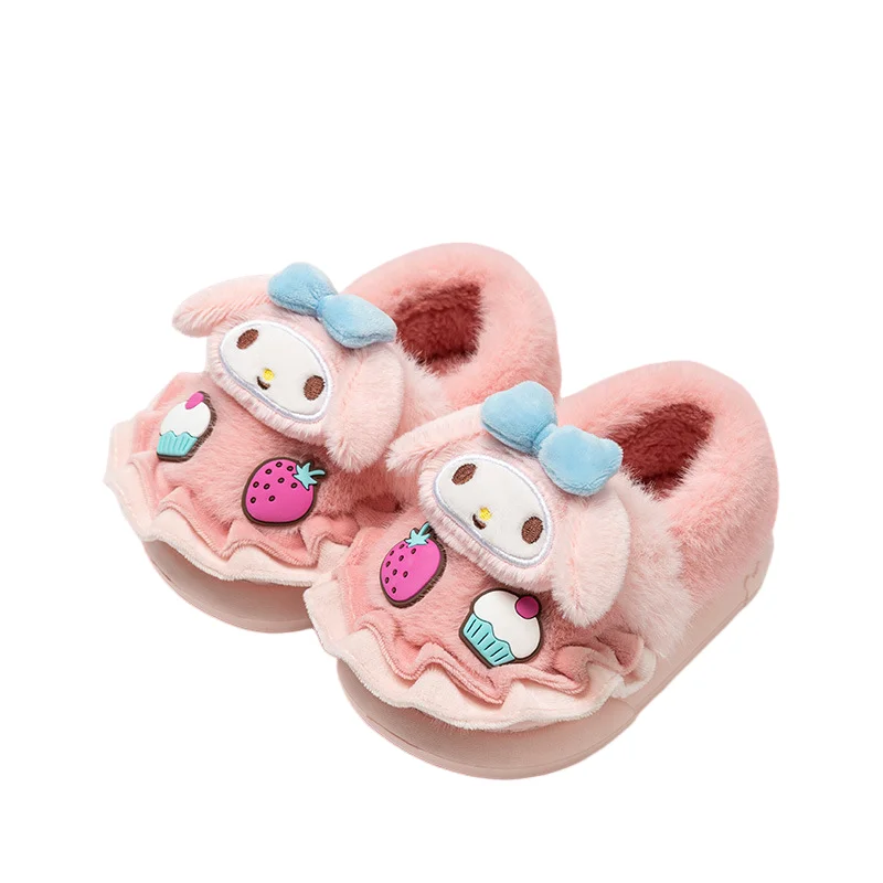 

Лидер продаж Sanrio Girl My Melody Kawaii, модные тапочки на флисовой подкладке, студенческие зимние теплые хлопковые тапочки с героями мультфильмов, новый стиль