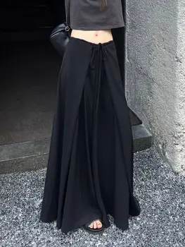 ADAgirl Black Wide Leg Pants Japanese Style Harajuku Vintage Oversize Kpop Slouchy Women Low Waist Trousers Y2k Fashion Pantalon