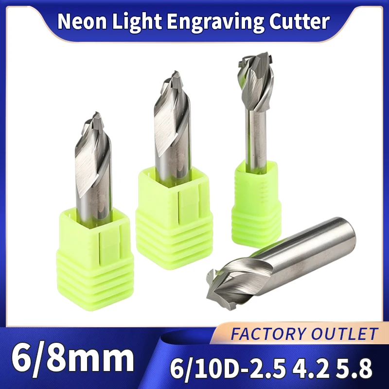 

1Pcs 6mm 8mm 12mm Neon Light Stripe LED Engraving Cutter End Mill Wood End Mill Cutter