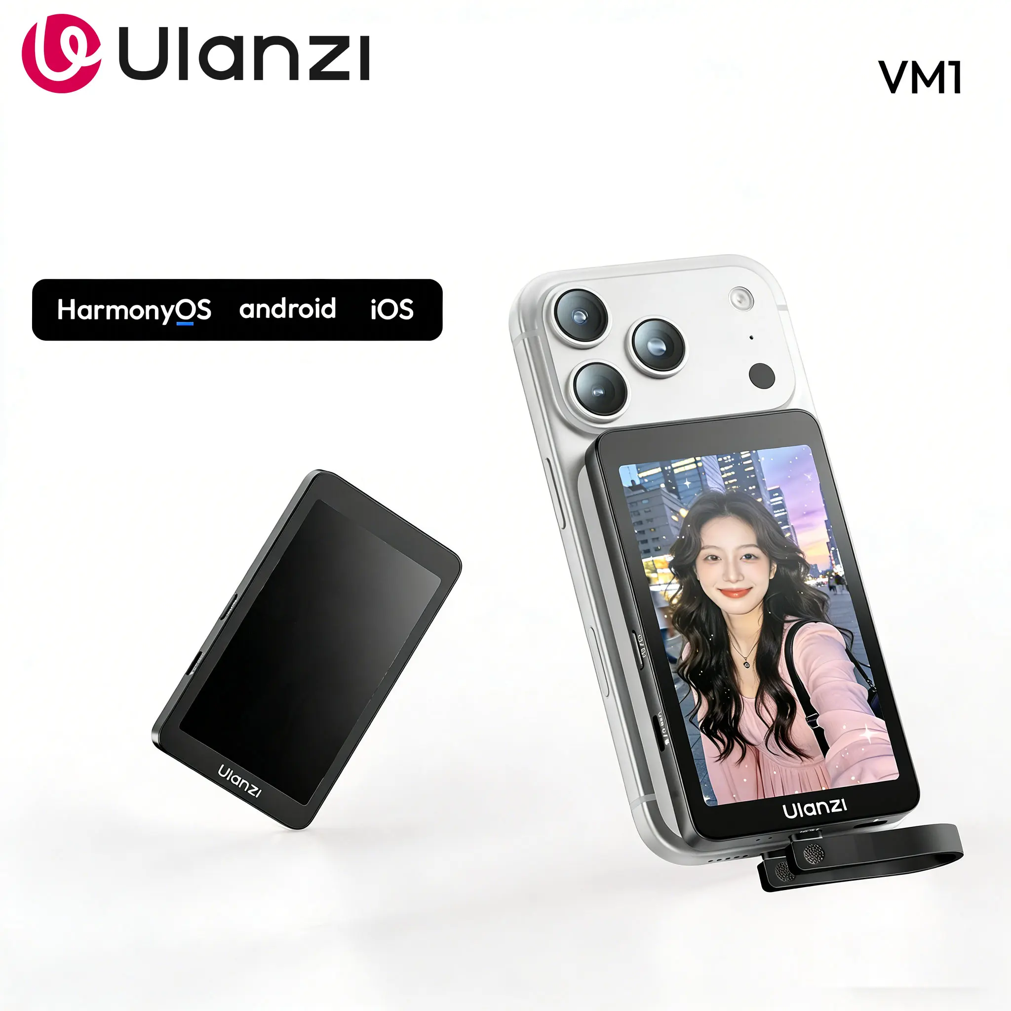 Monitor de Selfie Ulanzi Vlog para iPhone 17 16 15 Pro com Anel Magnético para Smartphones Android