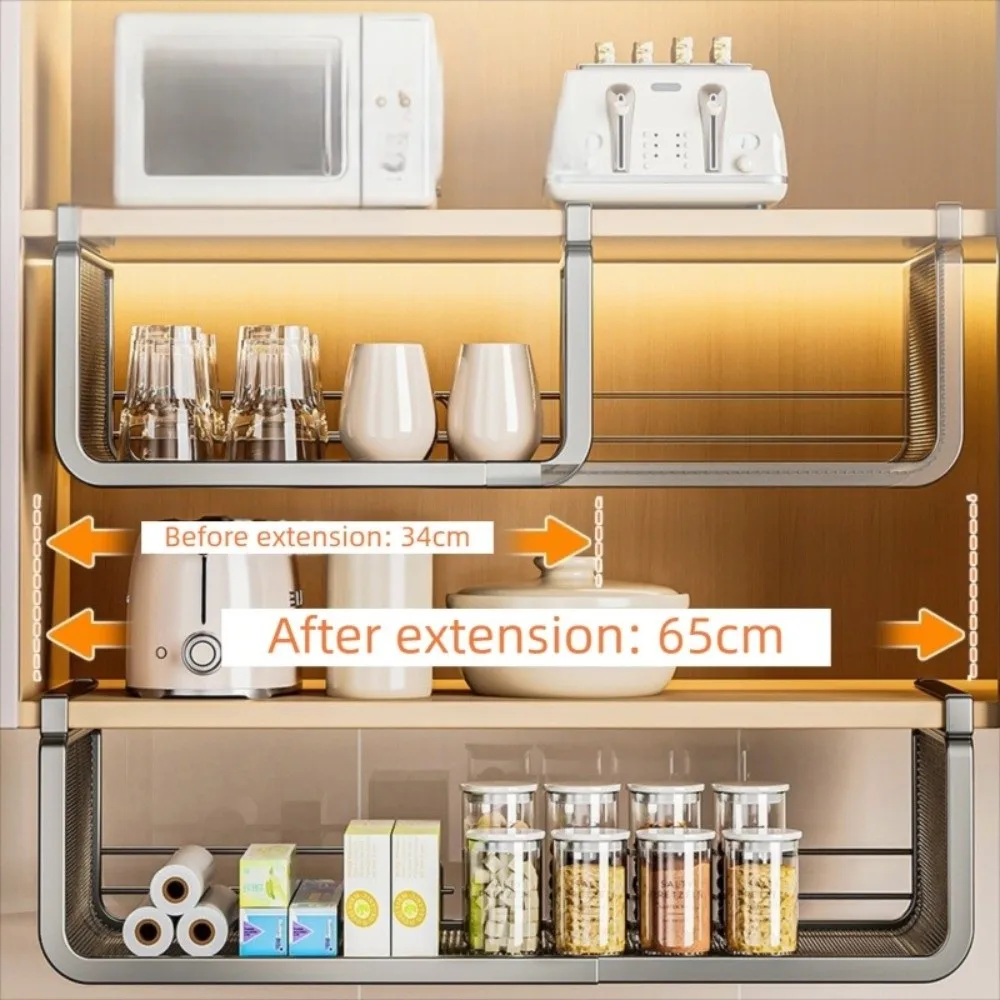 Wall Mounted Pull Out Storage Rack Wall Wardrobe Storage Under Shelf Storage Hanging Net Basket Large Capacity Metal Net