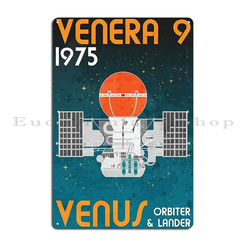 Venera 9 Venus Orbiter And Lander Retro Metal Sign Designer Cinema Cave Living Room Club Tin Sign Poster