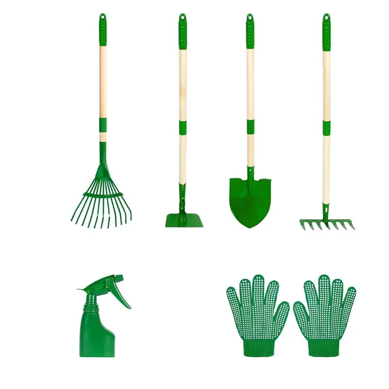 

AA01-For Kids Garden Tool Set-6Pcs Garden Tools With Shovel, Rake, Hoe, Leaf Rake, Yard Lawn Digging Weed