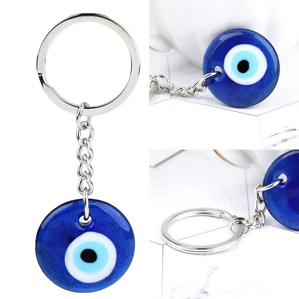 

30mm Greek Blue Eye Key Rings Fashion Lucky Turkish Charm Keychain Pendant Gift DIY Key Chain Accessories