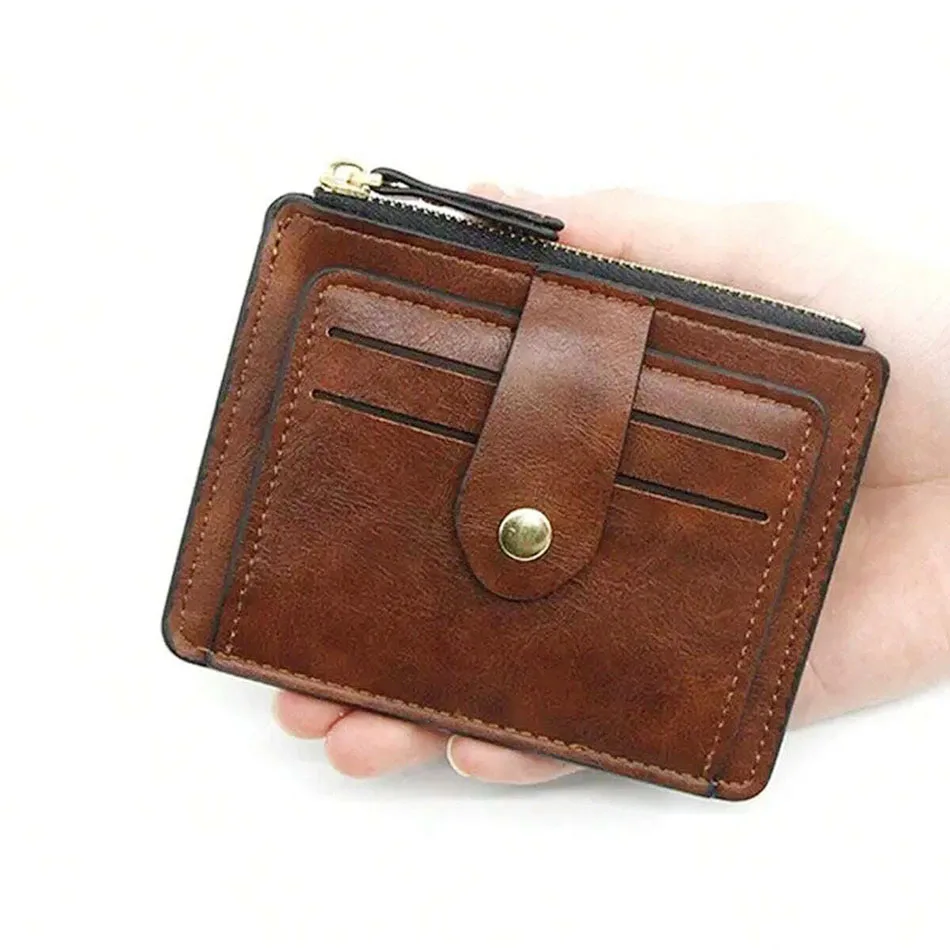 Men  credit  card holder Pu Leather Wallet Zipper Coin Pocket Card Case Purse credit  card holder for men and women