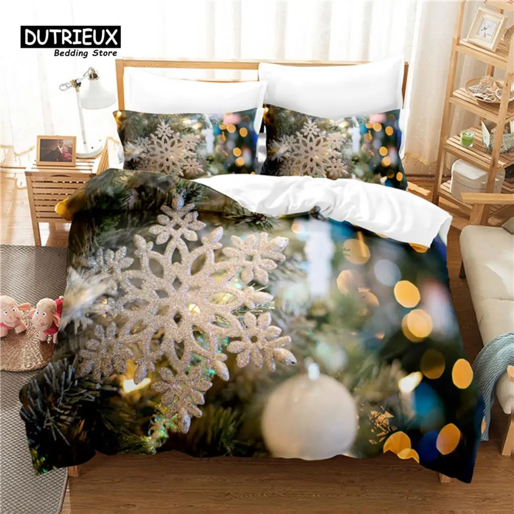 

Christmas Atmosphere Bedding Set 3Pcs Duvet Cover Set Soft Comfortable Breathable Duvet Cover For Bedroom Guest Room Decor