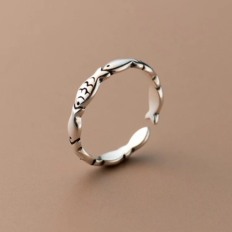 

Новинка: Винтажные кольца из стерлингового серебра 925 пробы с изображением милой рыбки, изысканные, регулируемые, R181