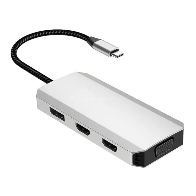 

7 портов USB C-концентраторы Док-станция USB C с 3xUSB2.0-A (480 Мбит/с) 1xVGA (1080P при 60 Гц) 1xDisplayPort (4K при 60 Гц)