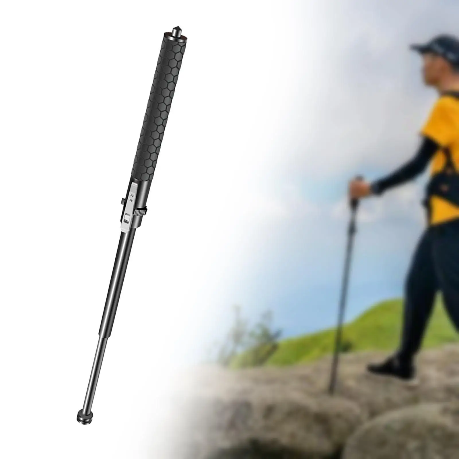 Retractable Hiking Cane with Anti Slip Handle Durable Alloy Steel Telescopic Trekking Pole for Mountaineering Retractable Hiking Cane with Anti Slip Handle Durable Alloy Steel Telescopic Trekking Pole for Mountaineering