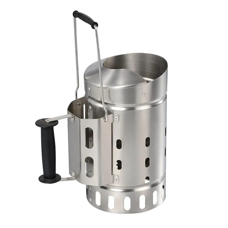 Outdoor Garden Kitchen Stainless Steel Charcoal Chimney Starter BBQ Grill Lighter with Handle