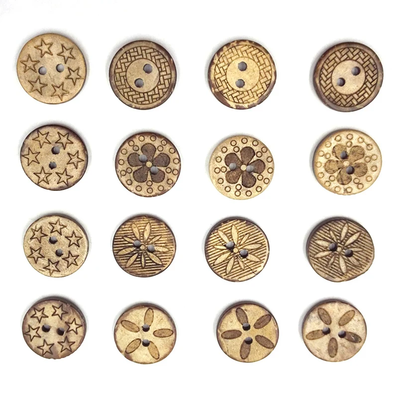 50Pcs/Pack Brown Shell 2 Holes Buttons fit Sewing Scrapbooking 18mm