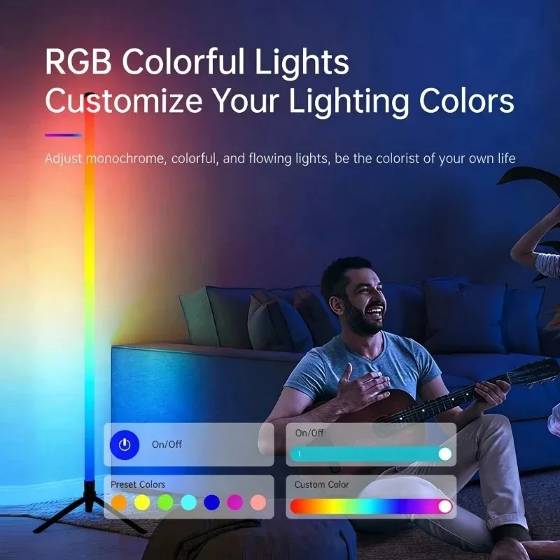 LED Floor Lamp Mood Light High Brightness Vertical Corner with App and Remote Control Music Sync Color Changing for Home Decor
