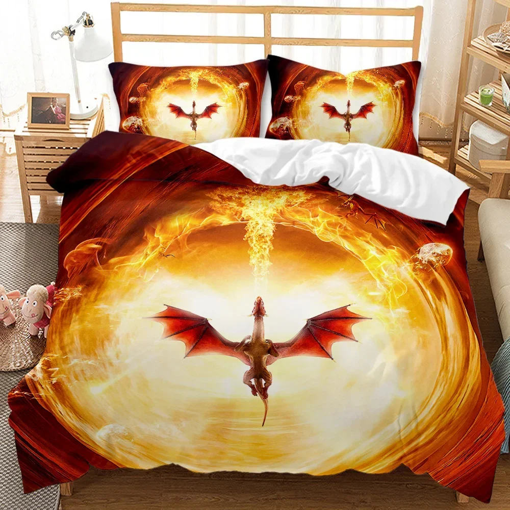 Pterosaur Duvet Cover Set Pterosaur Dragon Fantasy for Boys Teens Twin Bedding Set Double Queen King Size Polyester Quilt Cover