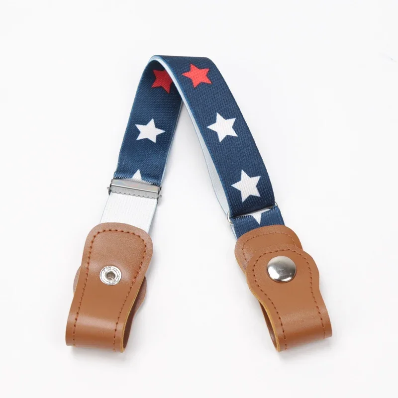 Press Buckle Style Kids Elastic Lazy Belt Versatile Jeans Belt Elastic Stretch Belt for Teen Kids Girls Adjustable Length