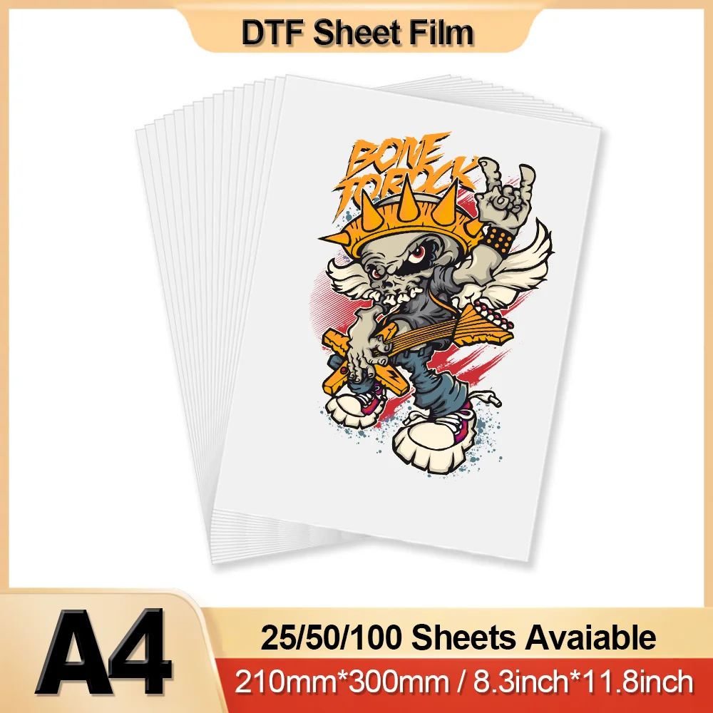 25/50/100 Blatt A4 DTF Transfer Film Papier 75U Dicke Transparente Doppelseitige Klebefolie Transfer DTF Film für DTF Drucker