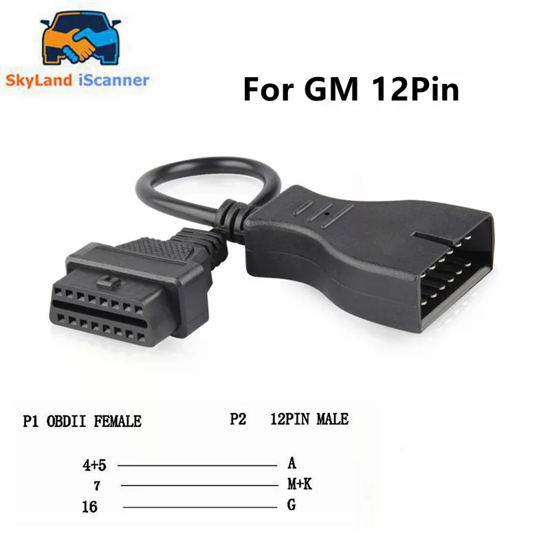 For GM 12 Pin Auto Diagnostic Connector OBD2 Cable OBDII Connector For GM 12Pin to 16 Pin Cable High Quality