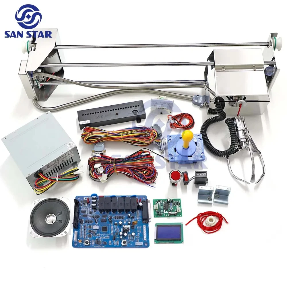 Arcade Claw Crane Machine Vending Diy Kit Prize Plush Toy Game Board 71cm Gantry Joystick Push Button Power Supply Coin Acceptor